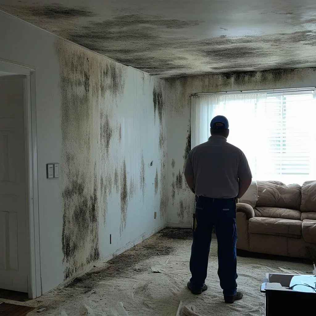 imgi_26_A living room with mold in their walls and a technician facing backwards
